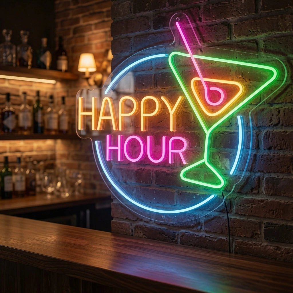 Happy Hour Wall Art LED Neon Sign - Shineneon