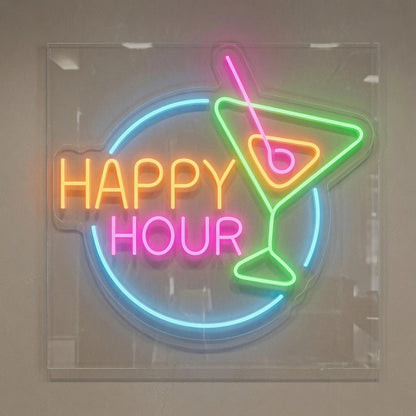 Happy Hour Wall Art LED Neon Sign - Shineneon