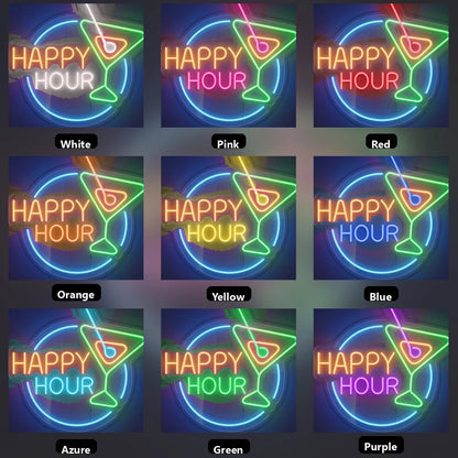 Happy Hour Wall Art LED Neon Sign - Shineneon