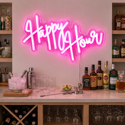 Happy Hour Wall Decor LED Neon Sign Home Art main product image