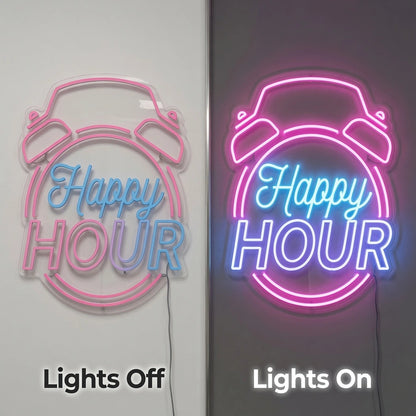 Happy Hour Wall Decor LED Neon Sign Wall Neon Sign - 06 Day Night Comparison