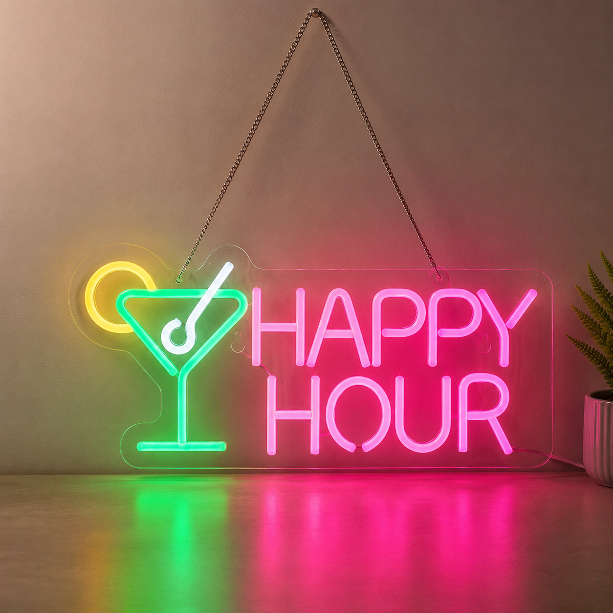 Happy Hour With A Martini Glass LED Neon Sign main product image