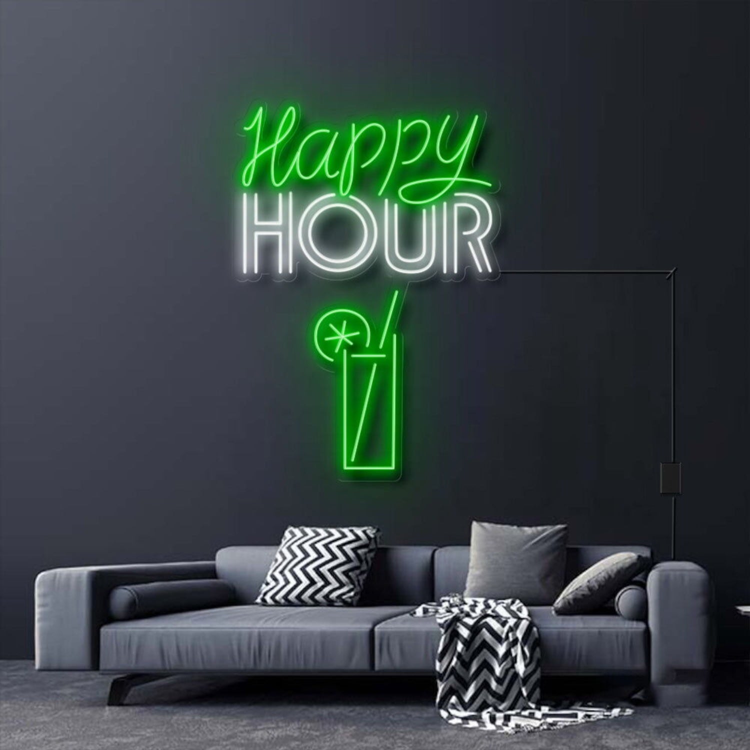 Happy Hour With Alcoholic Drink Led Neon Sign For Bars And Social Spaces | Shineneon