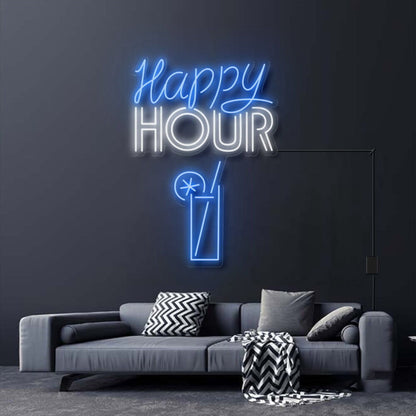 Happy Hour With Alcoholic Drink Led Neon Sign For Bars And Social Spaces | Shineneon