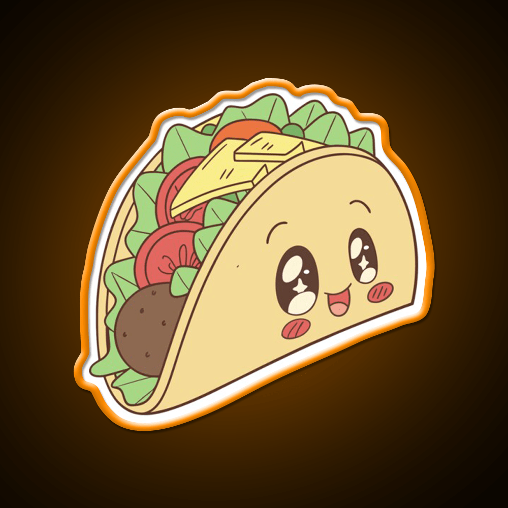 Happy Kawaii Taco With Many Fillings Taco Led Neon Sign Rgb Color - Shineneon