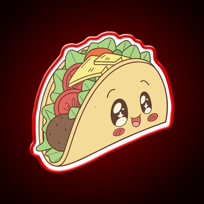 Happy Kawaii Taco With Many Fillings Taco Led Neon Sign Rgb Color - Shineneon