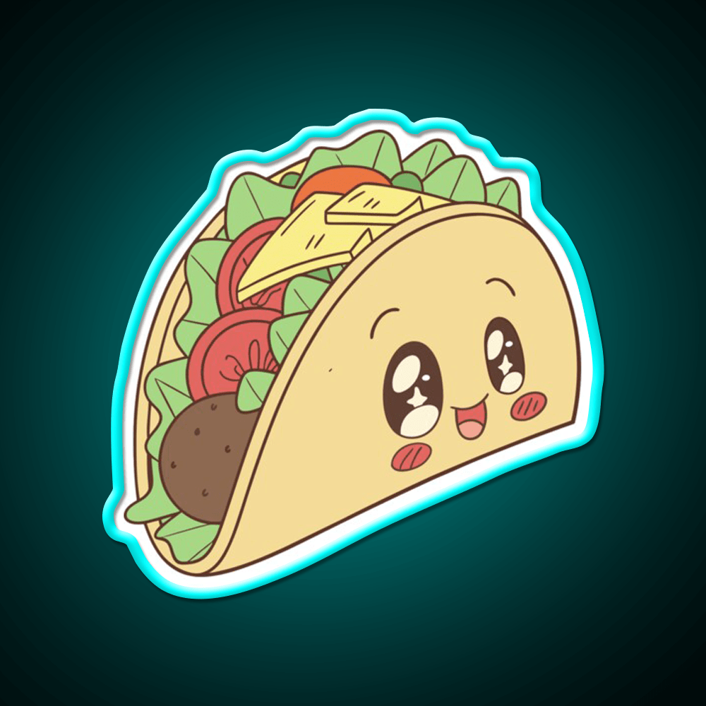 Happy Kawaii Taco With Many Fillings Taco Led Neon Sign Rgb Color - Shineneon