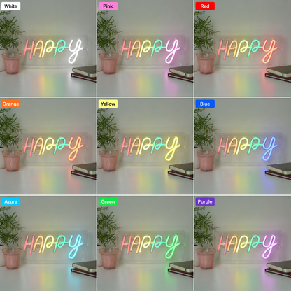 Happy LED Neon Sign Home Decor - 03 Real Lifestyle Scene