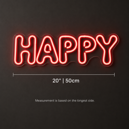 Happy LED Neon Sign Home Wall Art - 04 Size Image