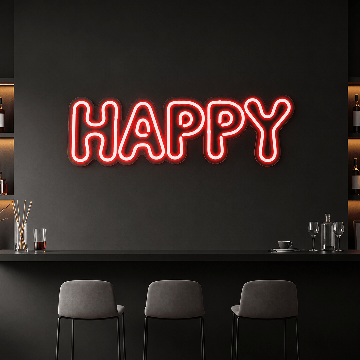 Happy LED Neon Sign Home Wall Art - Shineneon