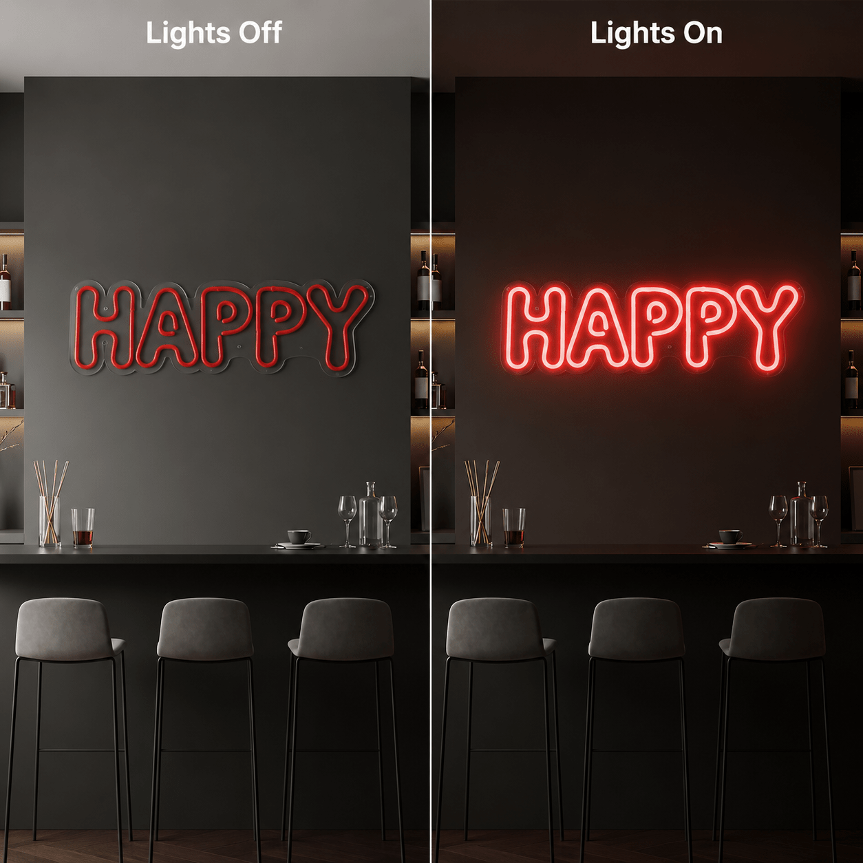 Happy LED Neon Sign Home Wall Art - Shineneon