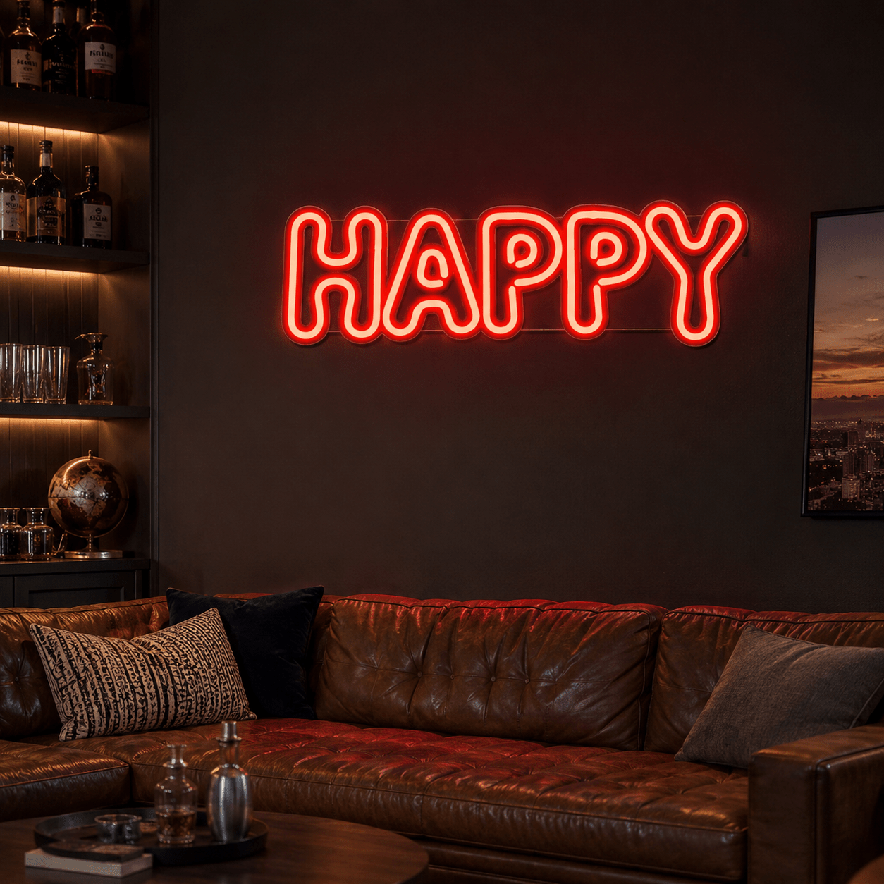 Happy LED Neon Sign Home Wall Art - Shineneon