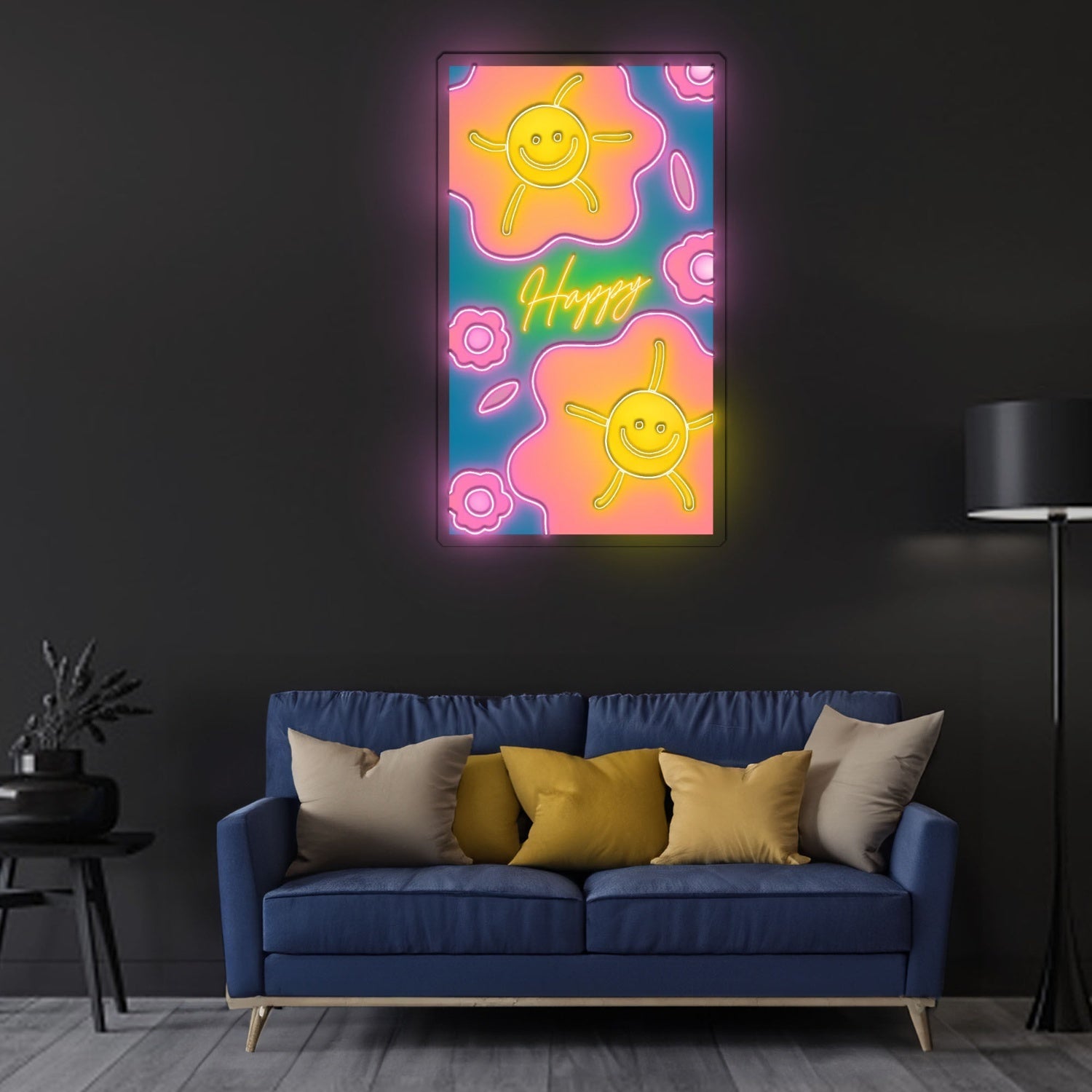 Happy Led Neon Sign X Acrylic Artwork - Shineneon