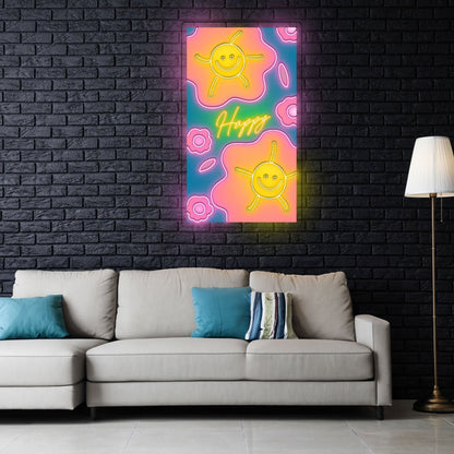 Happy Led Neon Sign X Acrylic Artwork - Shineneon