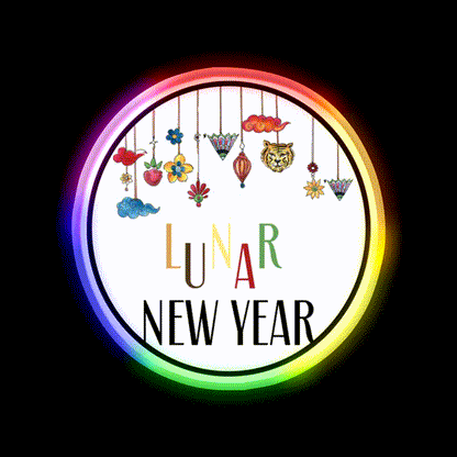 Happy Lunar New Year T Shirt Celebration Asian Cultural Led Neon Sign Rgb Color - LED neon sign close-up detail