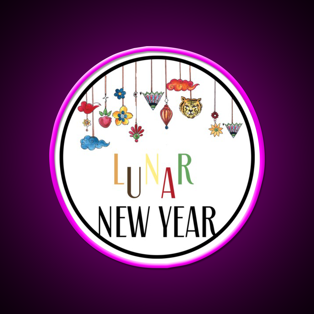 Happy Lunar New Year T Shirt Celebration Asian Cultural Led Neon Sign Rgb Color - Neon sign mounted on wall in room