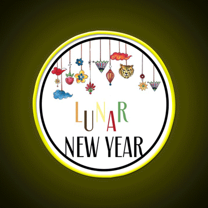 Happy Lunar New Year T Shirt Celebration Asian Cultural Led Neon Sign Rgb Color - Custom LED neon sign front view