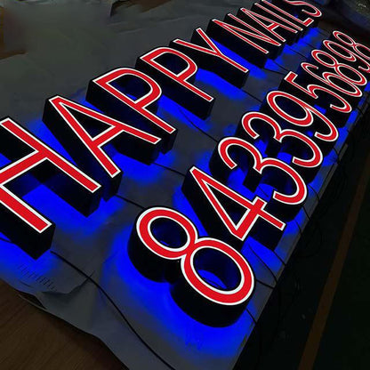 Happy Nails 8433956899 3D Front And Back Lit Letters Metal Led Sign