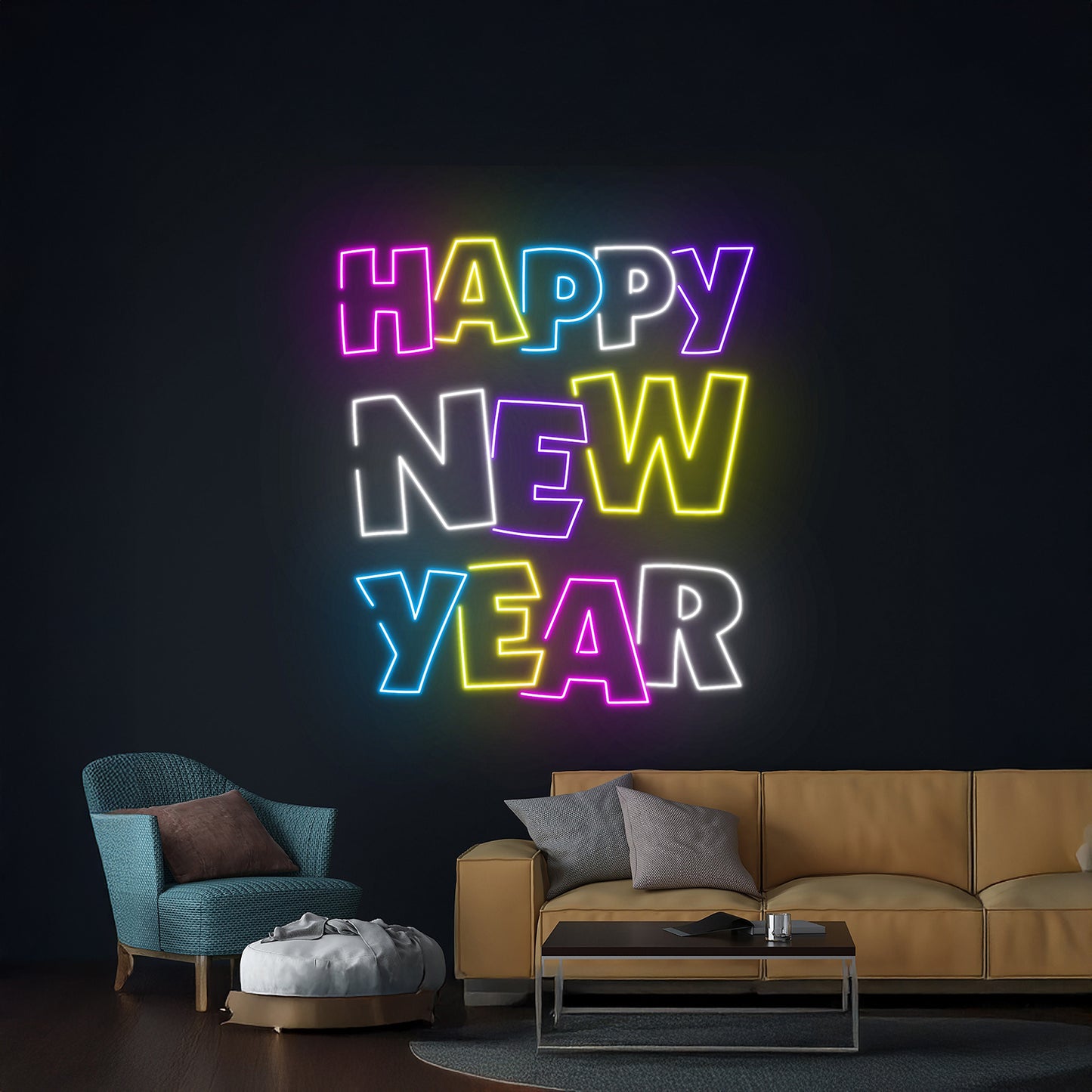 Happy New Year Led Sign Christmas Neon Light