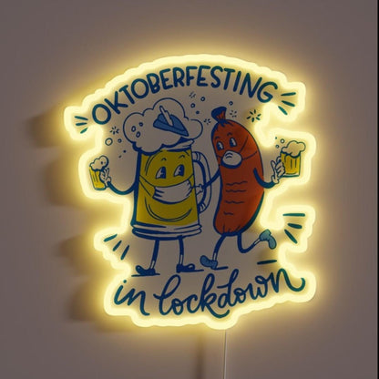 Happy Oktoberfest Lockdown Coronavirus Rgb Led Neon Sign - Shineneon