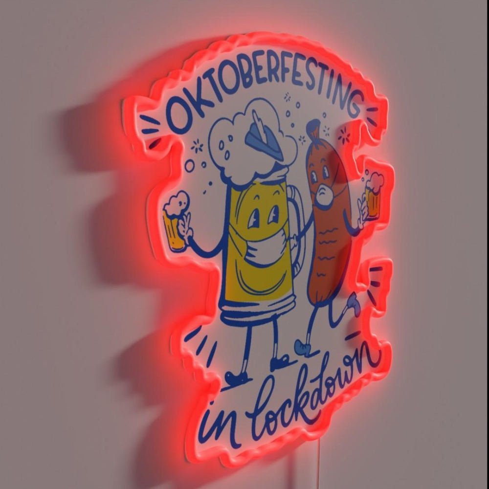 Happy Oktoberfest Lockdown Coronavirus Rgb Led Neon Sign - Shineneon