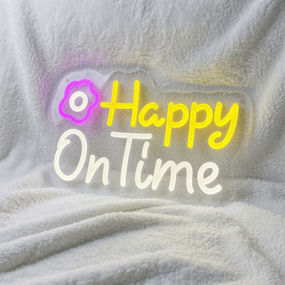Happy On Time LED Neon Sign - 02 High-Converting Product Image