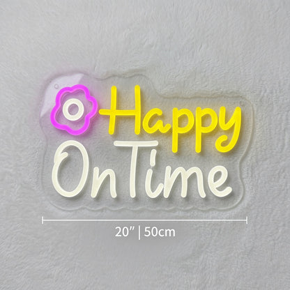 Happy On Time LED Neon Sign - 04 Size Image