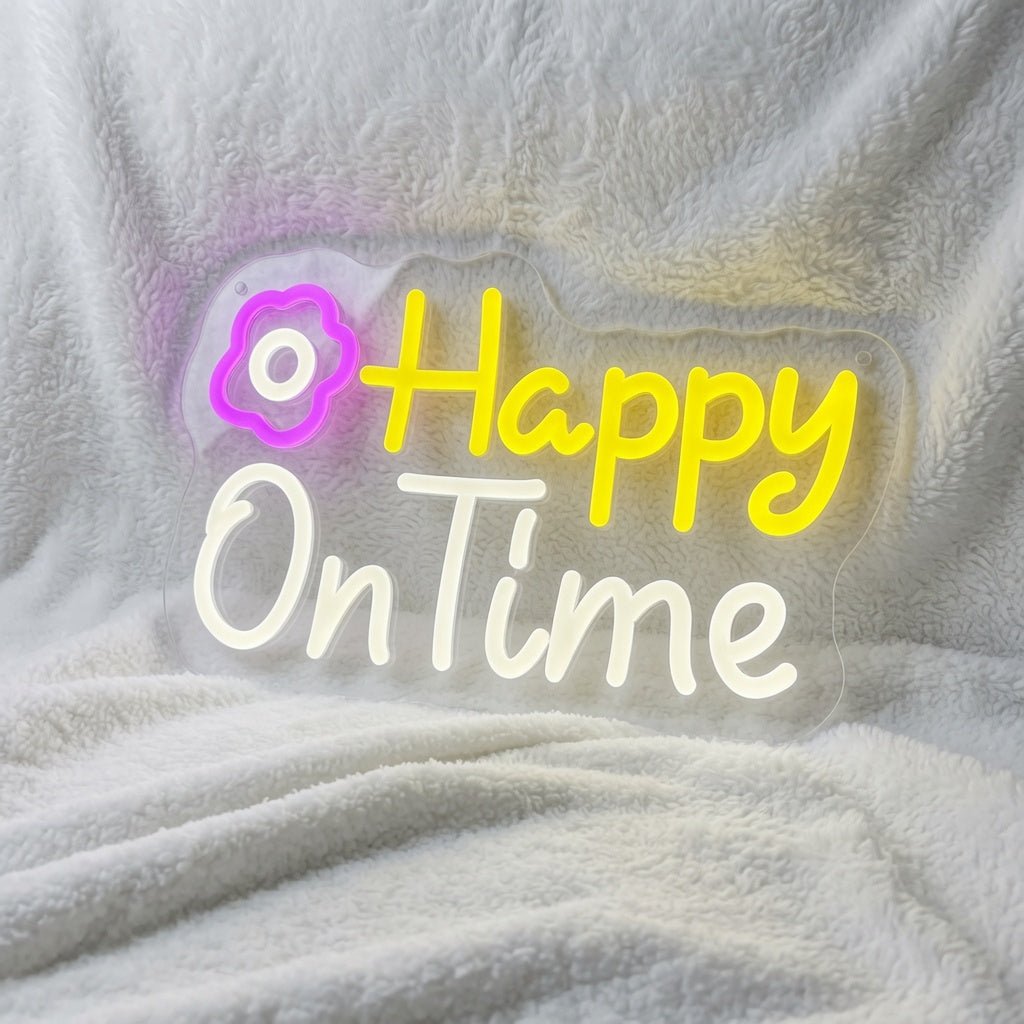 Happy On Time LED Neon Sign - Shineneon