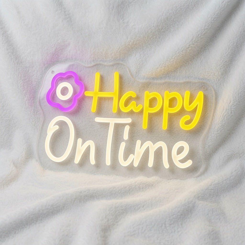 Happy On Time LED Neon Sign - Shineneon