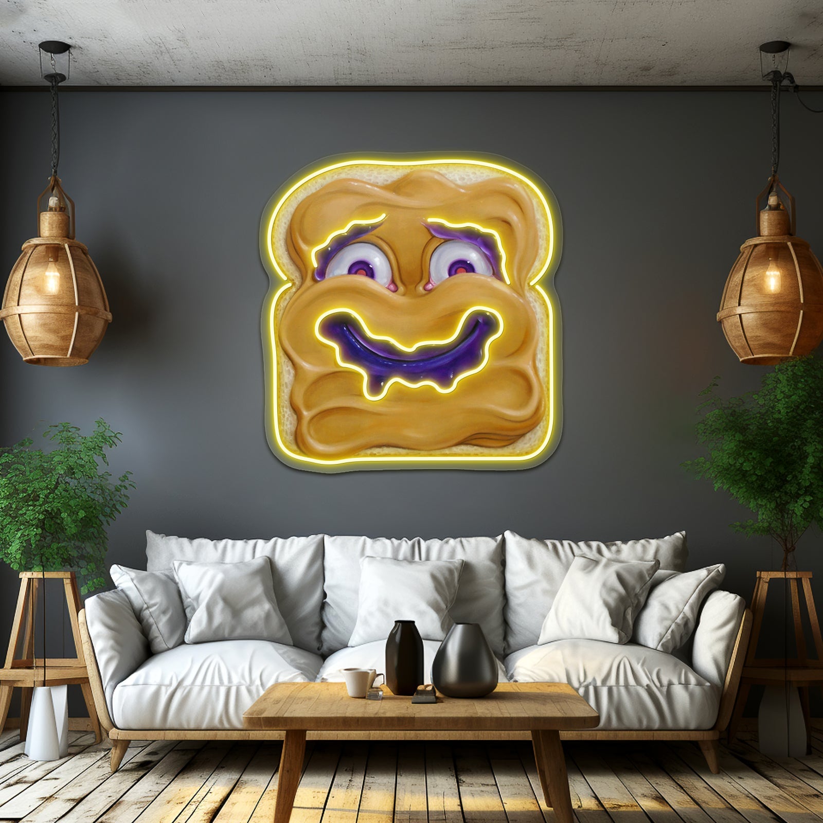Happy Peanut Butter Artwork Large Neon Signs - Shineneon