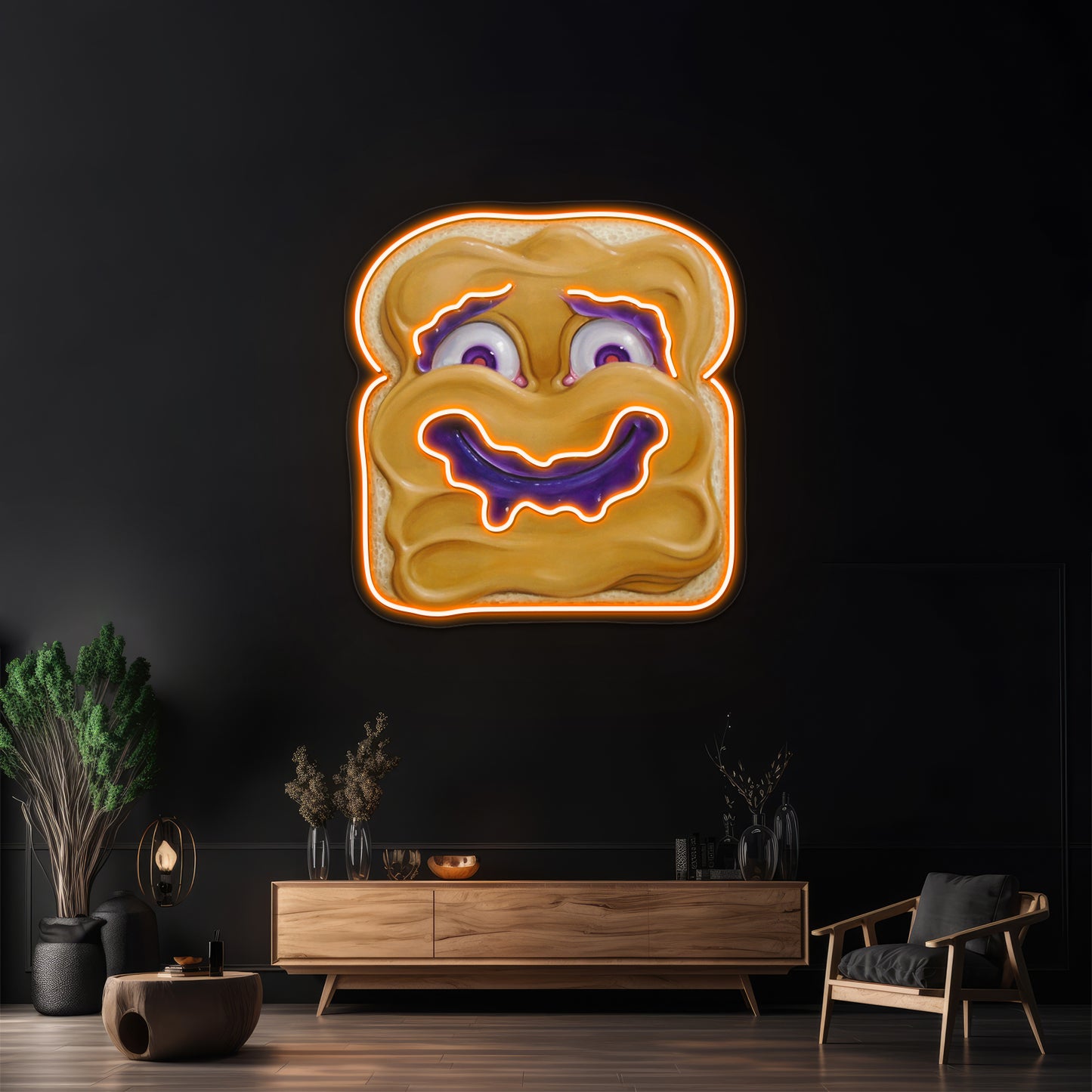 Happy Peanut Butter Artwork Large Neon Signs