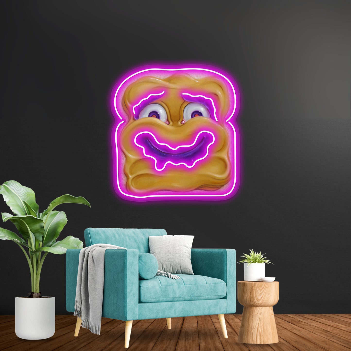 Happy Peanut Butter Artwork Large Neon Signs