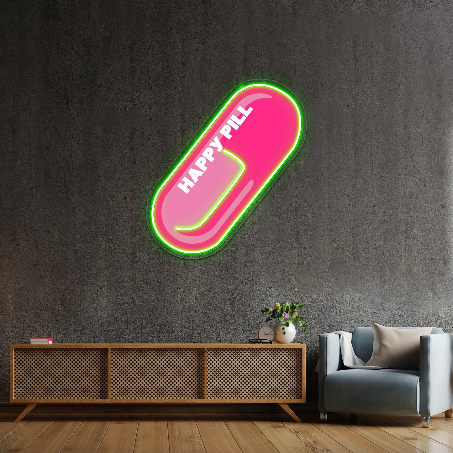 Happy Pill Wall Artwork Neon Signs