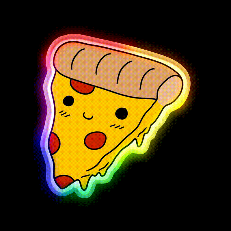 Happy Pizza Slice Fast Food Led Neon Sign For Burger Place Rgb Color - LED neon sign close-up detail