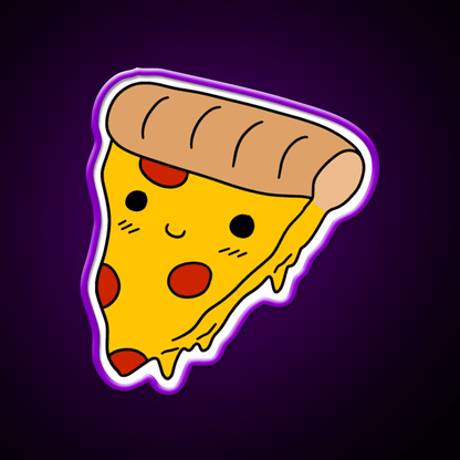 Happy Pizza Slice Fast Food Led Neon Sign For Burger Place Rgb Color - Shineneon