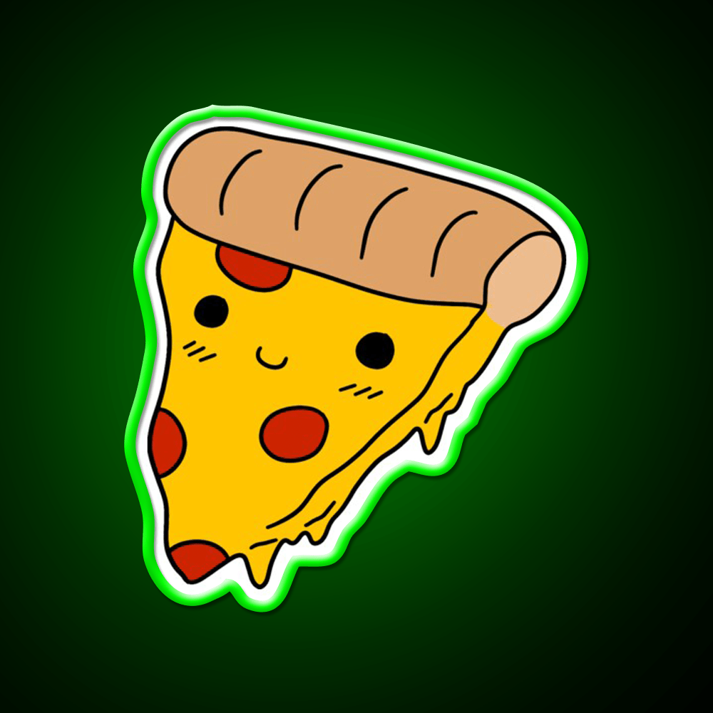 Happy Pizza Slice Fast Food Led Neon Sign For Burger Place Rgb Color - Shineneon