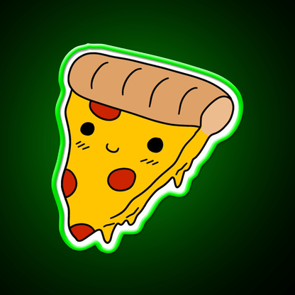 Happy Pizza Slice Fast Food Led Neon Sign For Burger Place Rgb Color - Shineneon