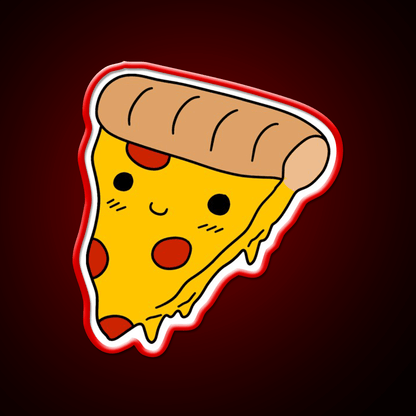 Happy Pizza Slice Fast Food Led Neon Sign For Burger Place Rgb Color - Shineneon