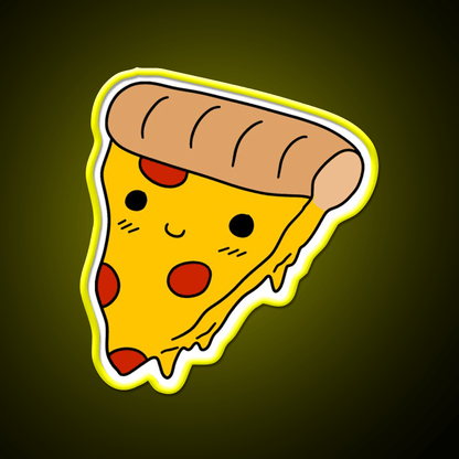 Happy Pizza Slice Fast Food Led Neon Sign For Burger Place Rgb Color - Shineneon