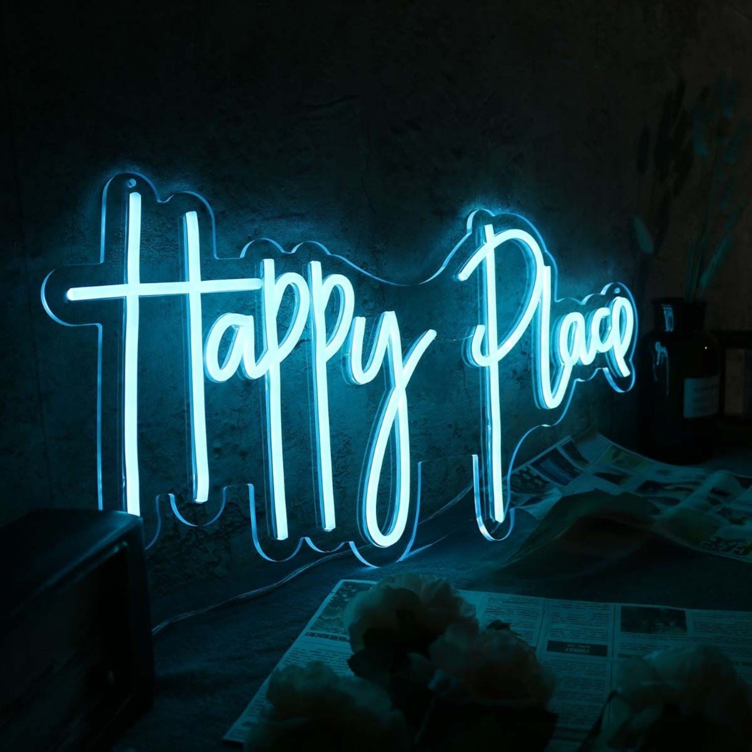 Happy Place Blue Led Neon Sign - Shineneon