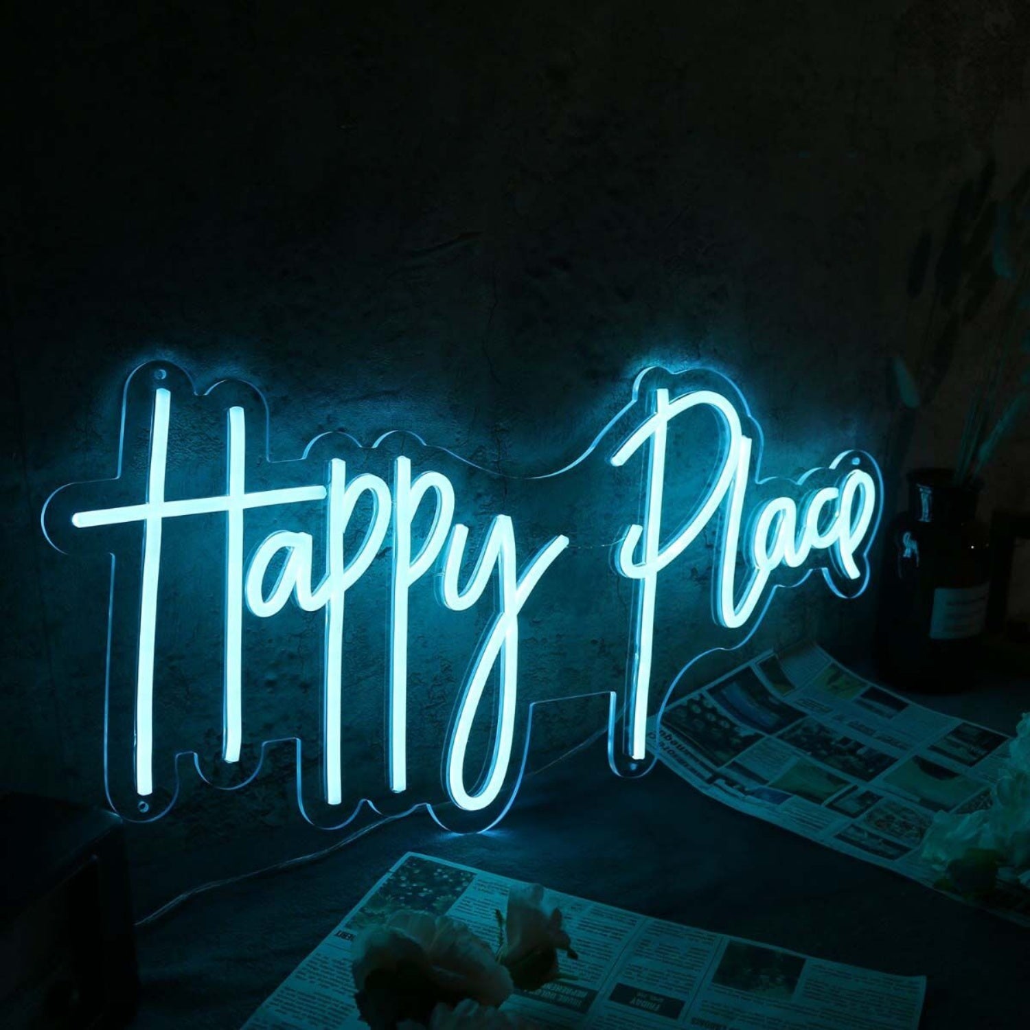 Happy Place Blue Led Neon Sign - Shineneon