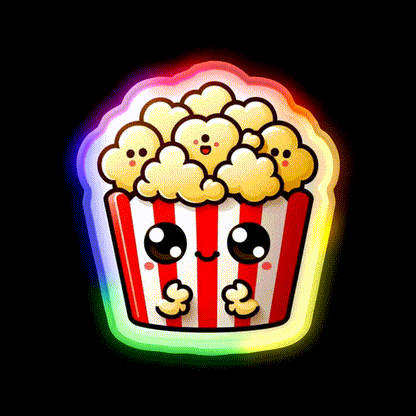 Happy Popcorn Snack Food Led Neon Sign For Snack Room Rgb Color - LED neon sign close-up detail
