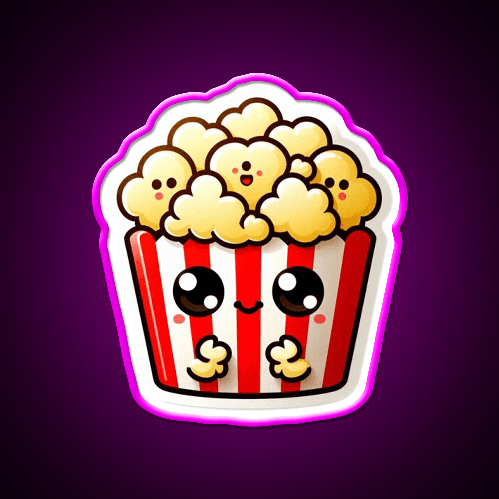 Happy Popcorn Snack Food Led Neon Sign For Snack Room Rgb Color - Shineneon