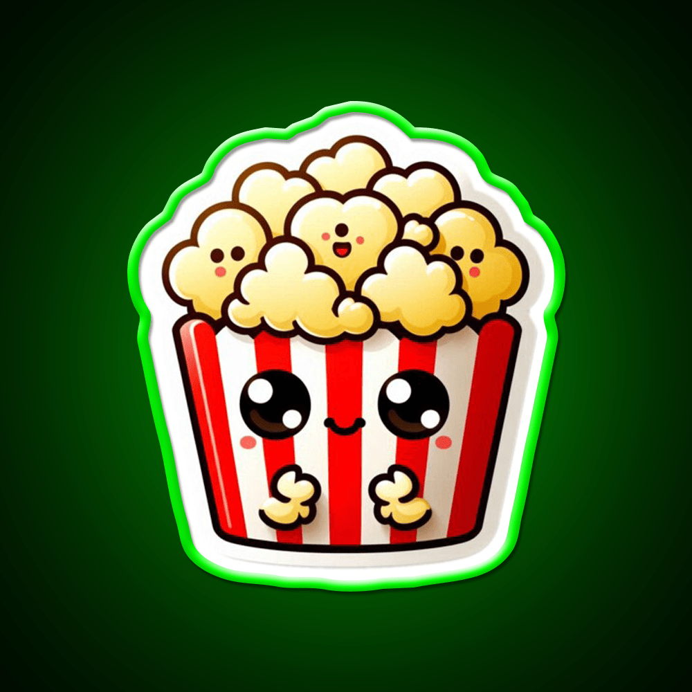 Happy Popcorn Snack Food Led Neon Sign For Snack Room Rgb Color - Shineneon