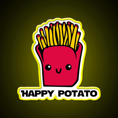 Happy Potato Fast Food Led Neon Sign For Burger Place Rgb Color - Custom LED neon sign front view