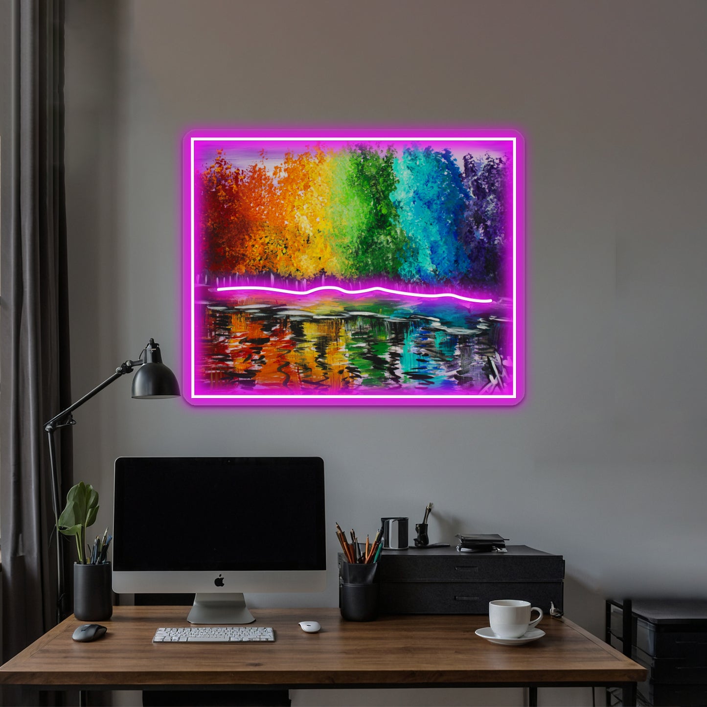 Happy Rainbow Trees Ylmarts Wall Artwork Neon Signs