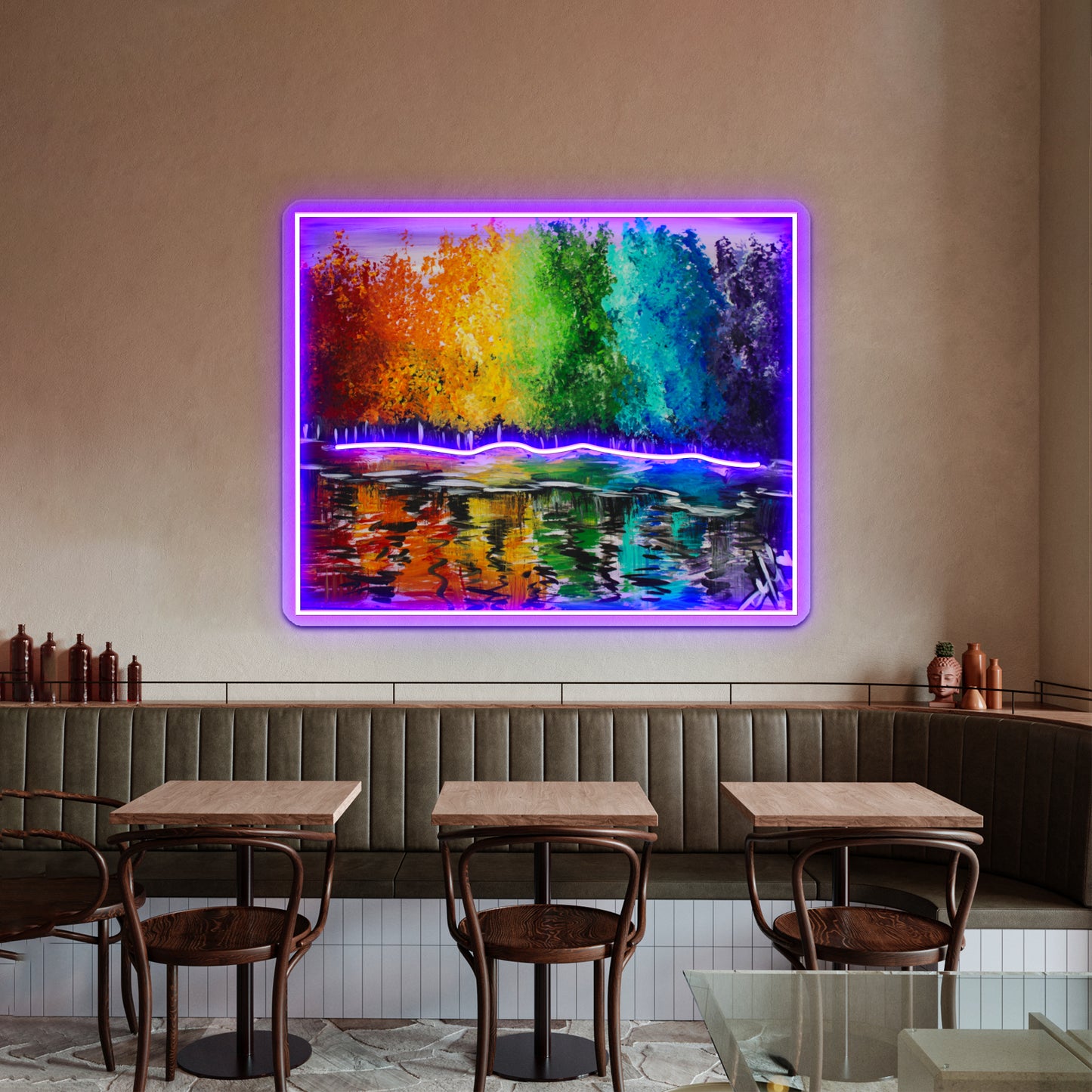 Happy Rainbow Trees Ylmarts Wall Artwork Neon Signs