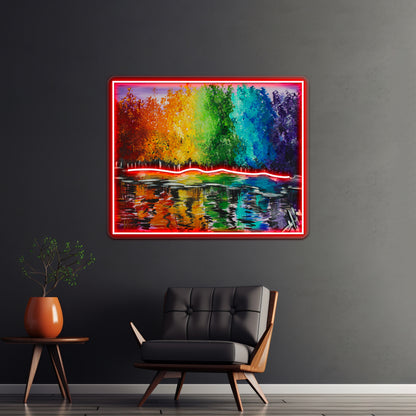 Happy Rainbow Trees Ylmarts Wall Artwork Neon Signs