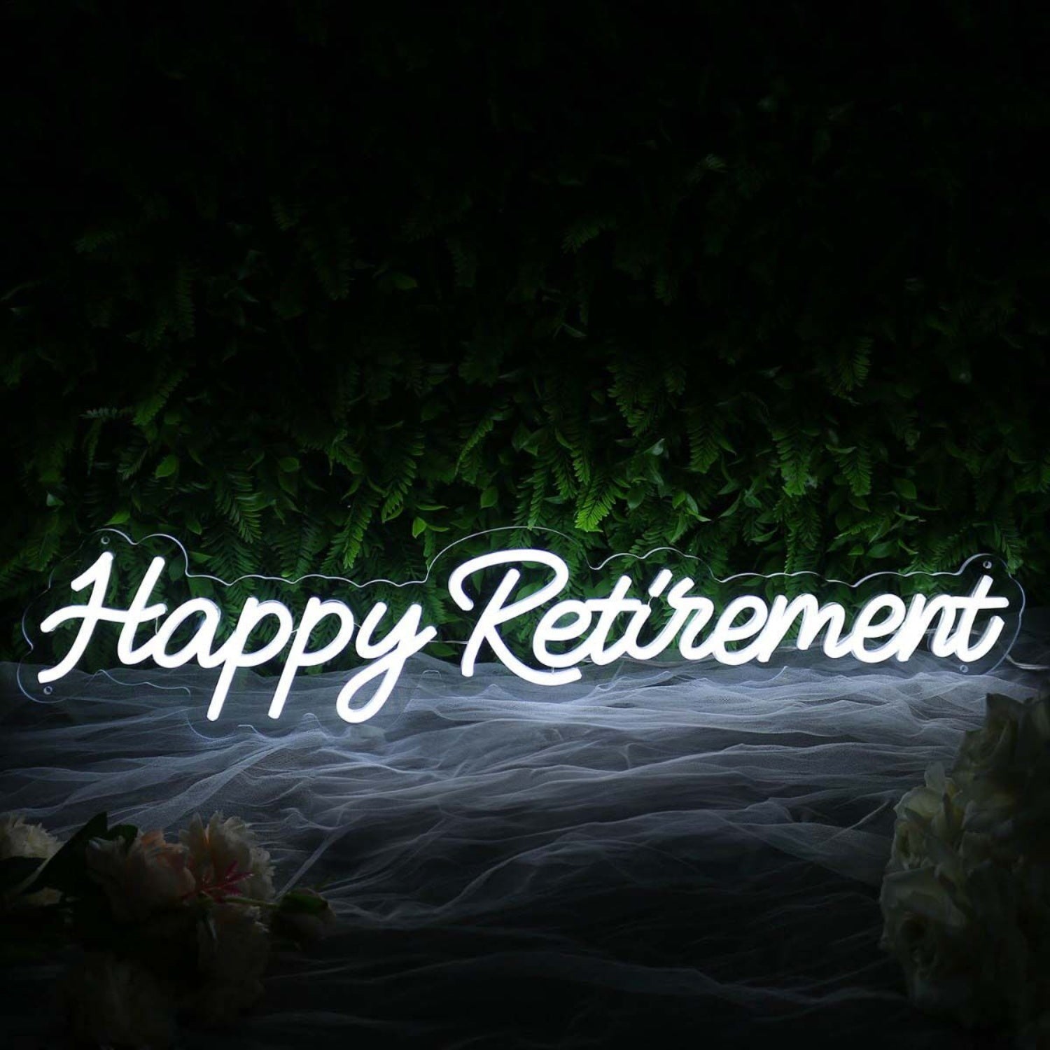 Happy Retirement White Led Neon Sign | Shineneon