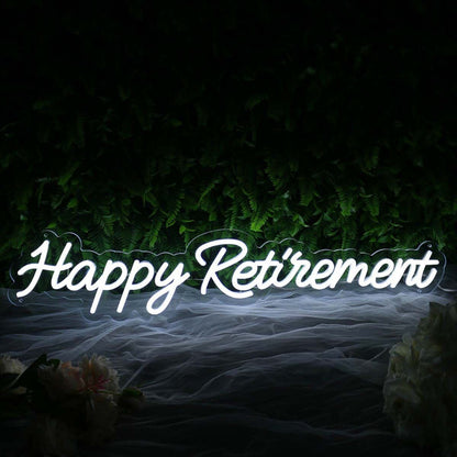 Happy Retirement White Led Neon Sign | Shineneon